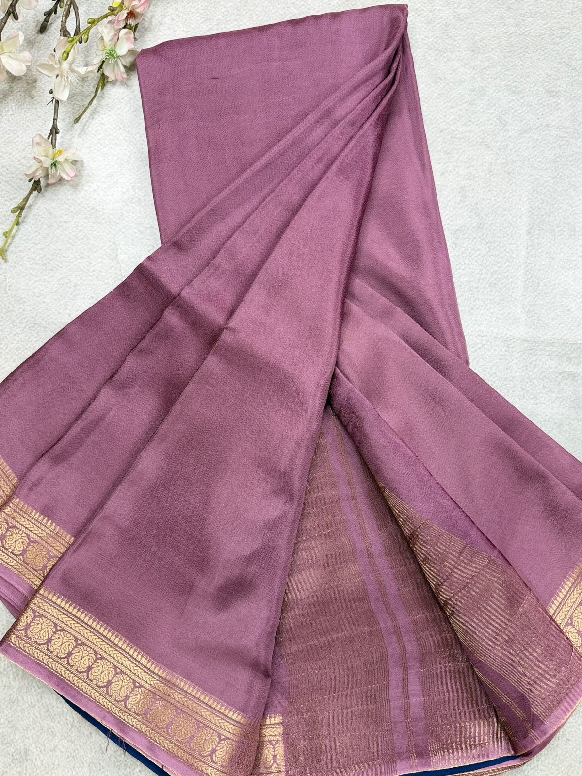 Mauve Semi Mysore Crepe Saree 110