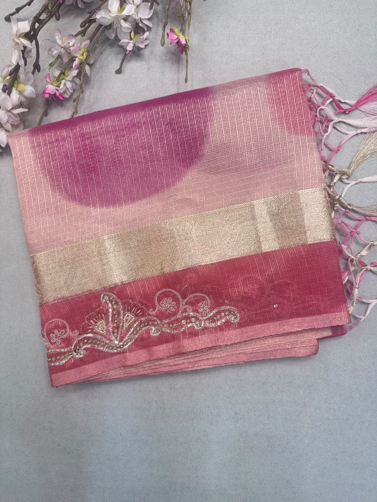 Cream Kota Tissue Saree 110