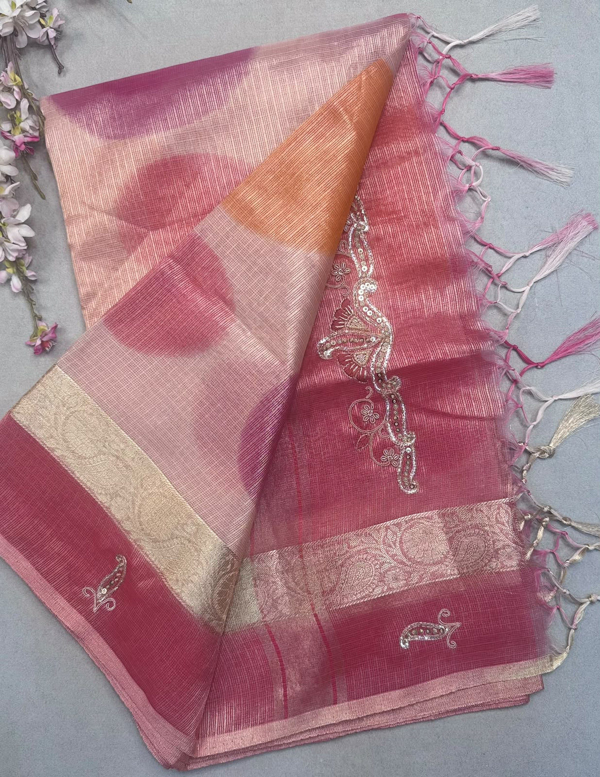 Cream Kota Tissue Saree 110