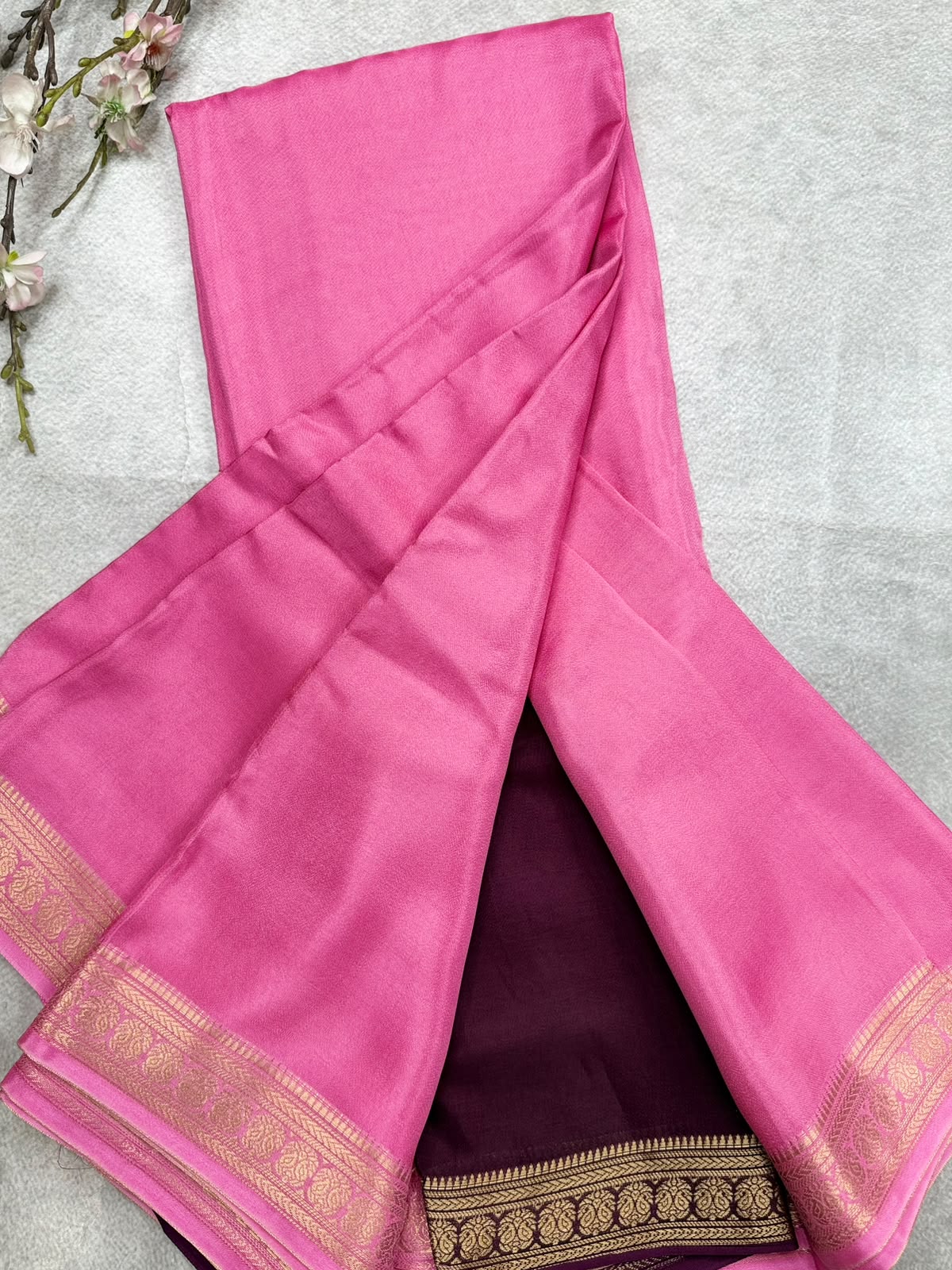 Pink Semi Mysore Crepe Saree 110