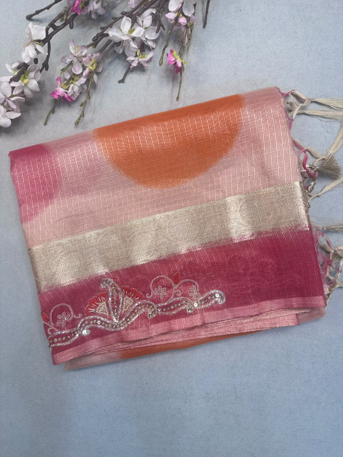 Cream Kota Tissue Saree 110