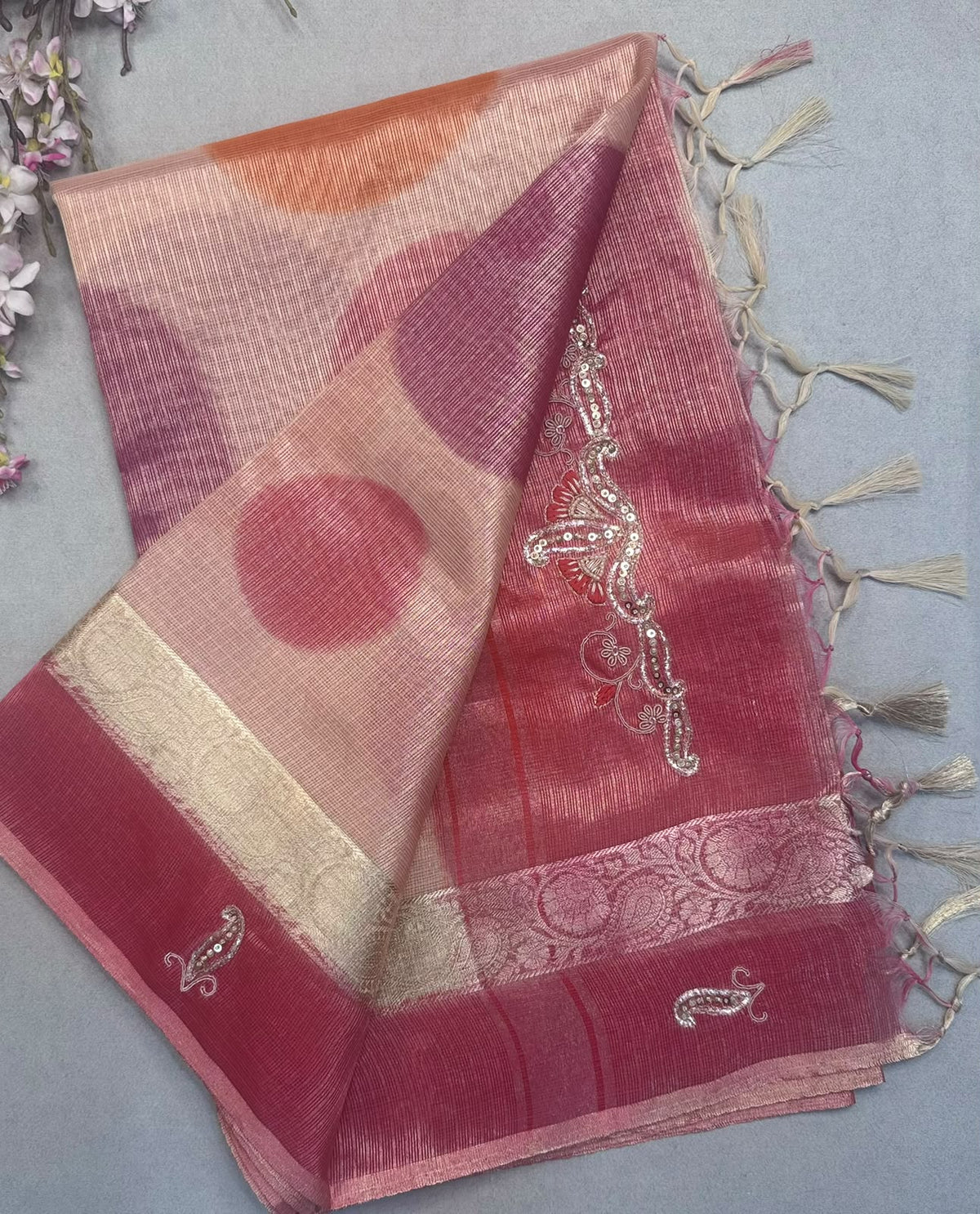 Cream Kota Tissue Saree 110