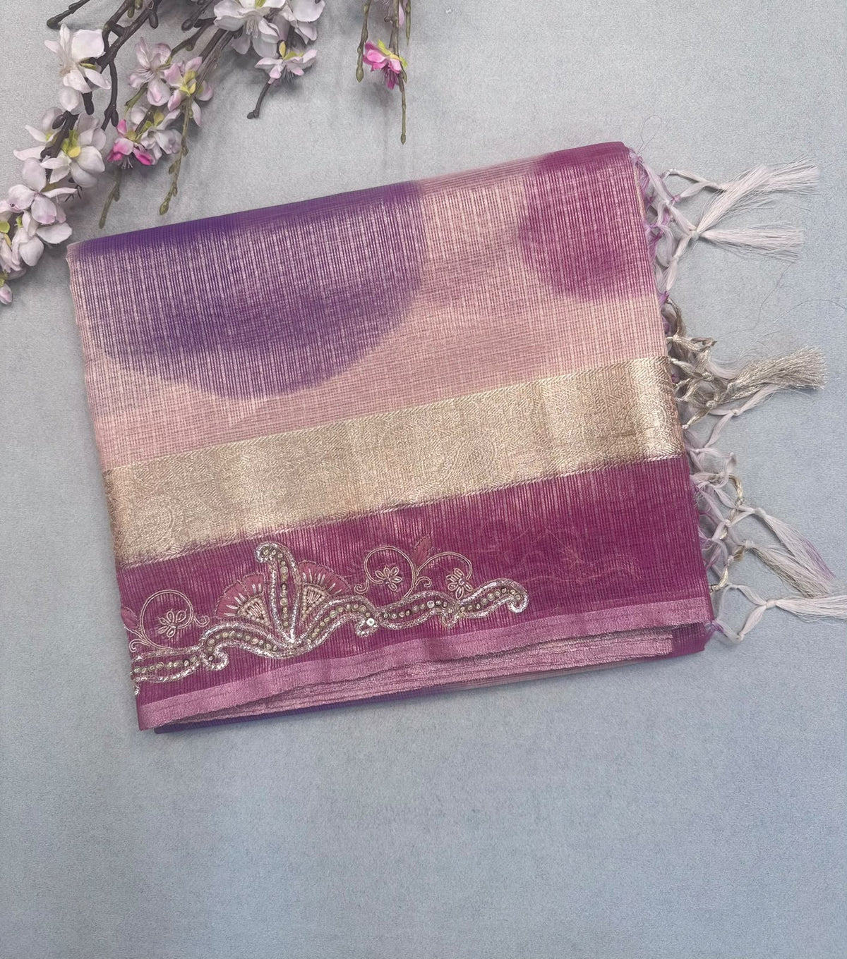 Cream Kota Tissue Saree 110