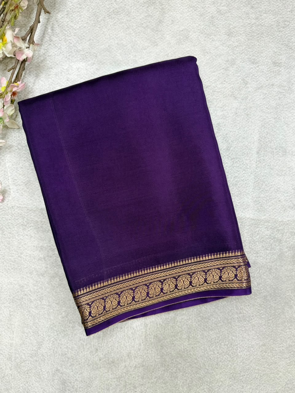 Purple Semi Mysore Crepe Saree 110