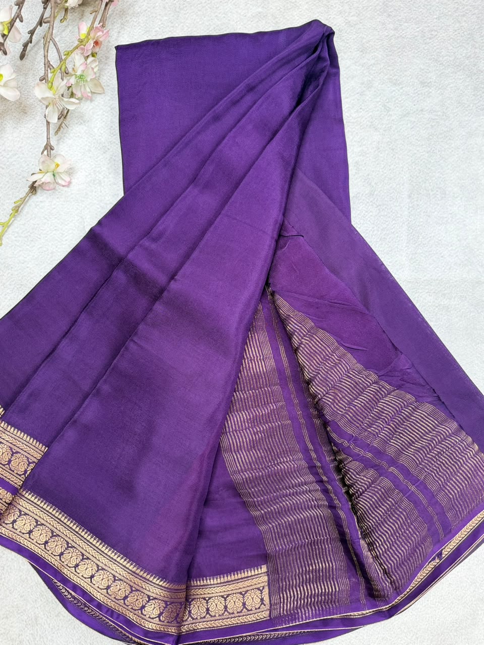 Purple Semi Mysore Crepe Saree 110