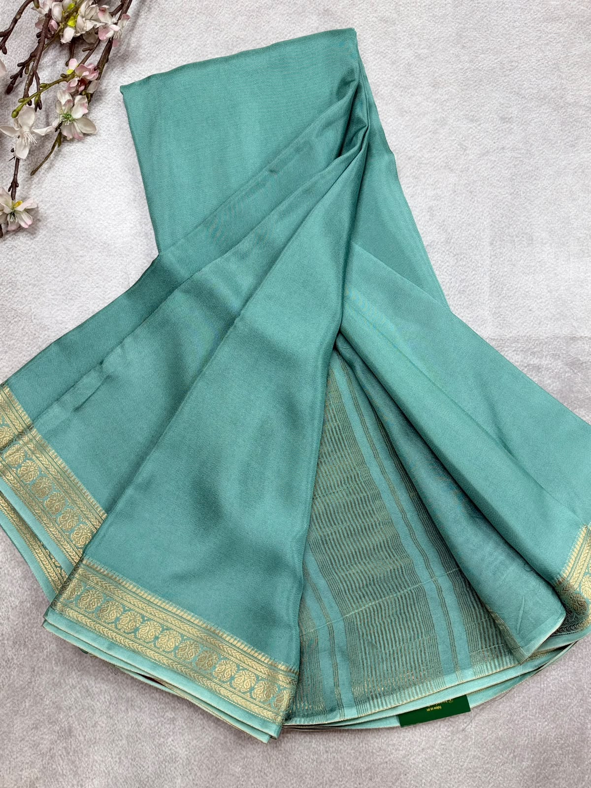 Green Semi Mysore Crepe Saree 110