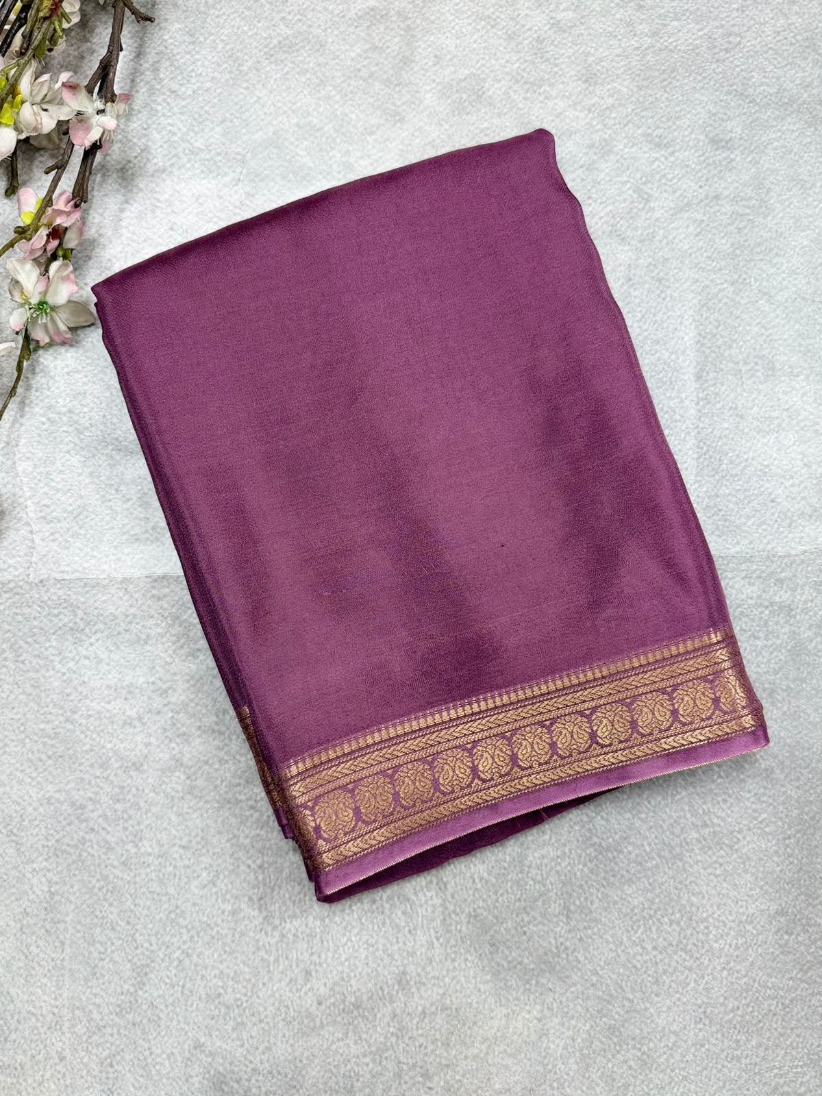 Mauve Semi Mysore Crepe Saree 110