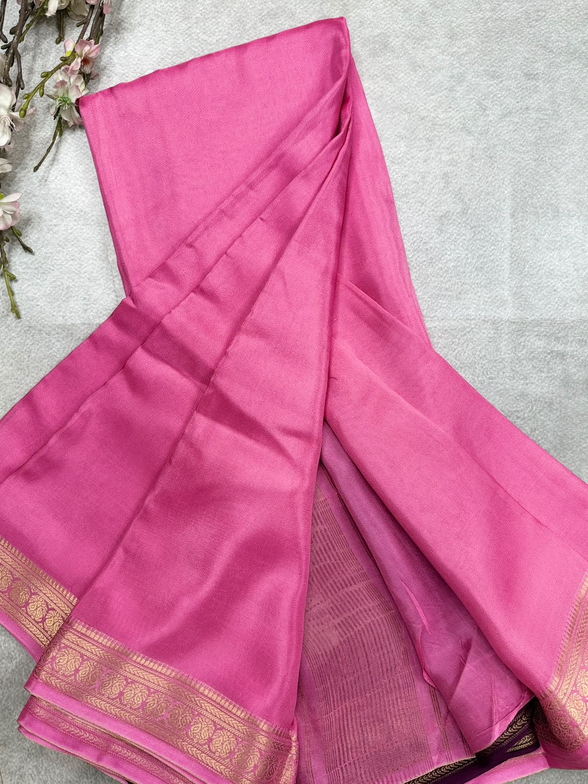 Pink Semi Mysore Crepe Saree 110