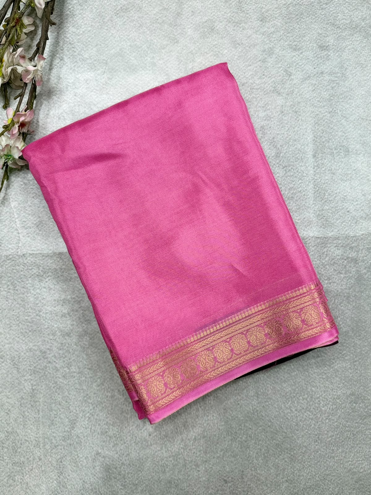 Pink Semi Mysore Crepe Saree 110