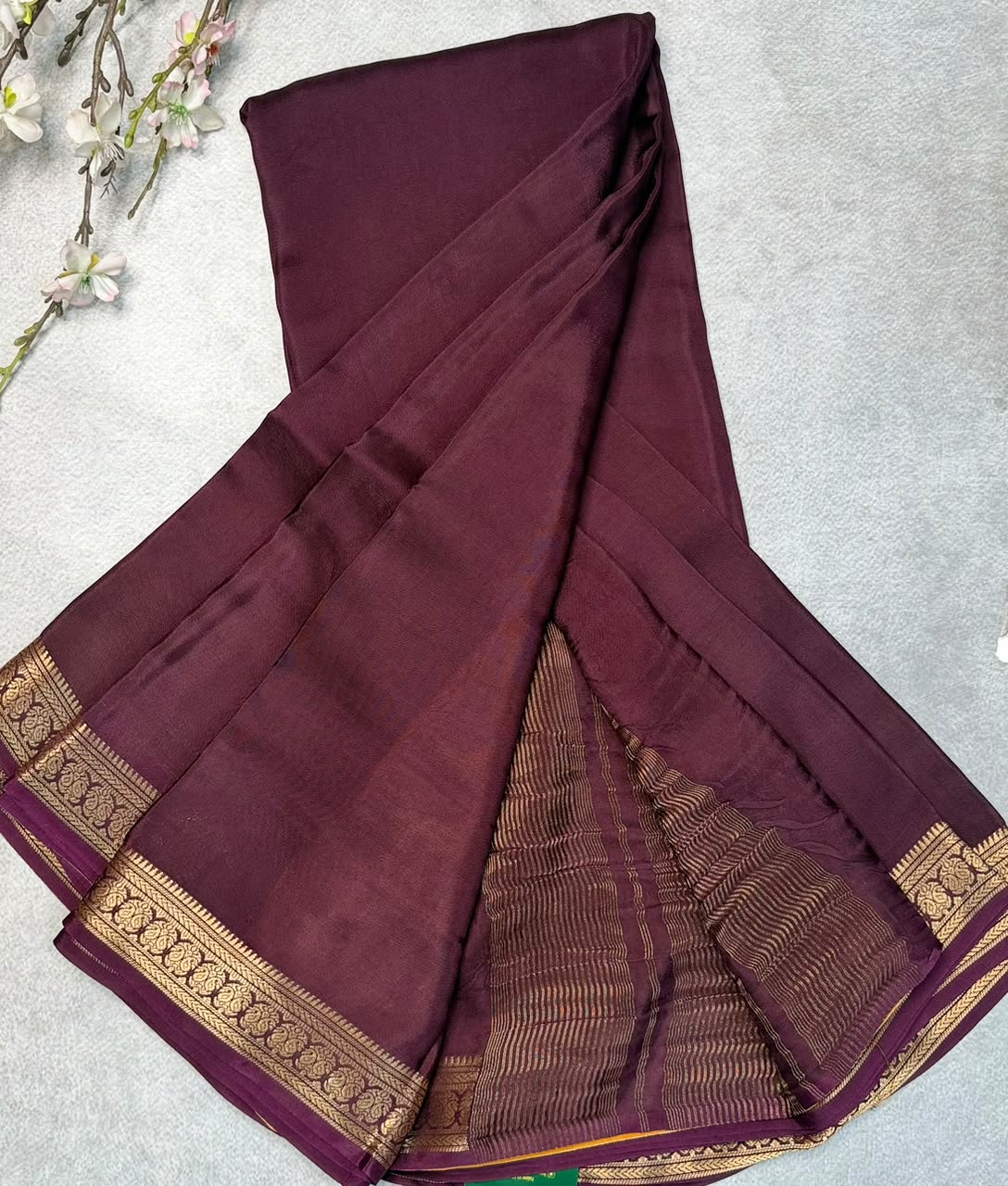 Maroon Semi Mysore Crepe Saree 110