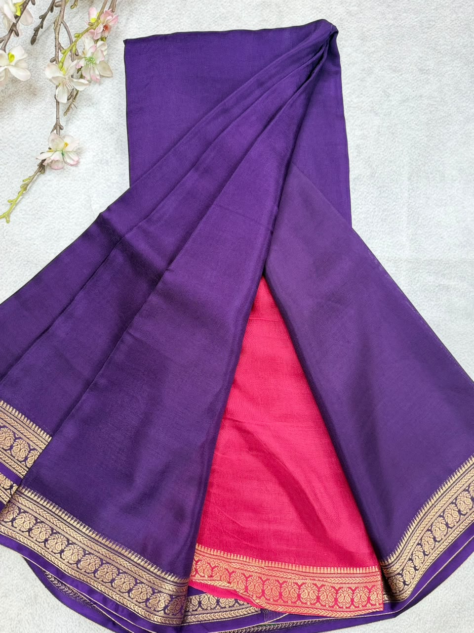 Purple Semi Mysore Crepe Saree 110