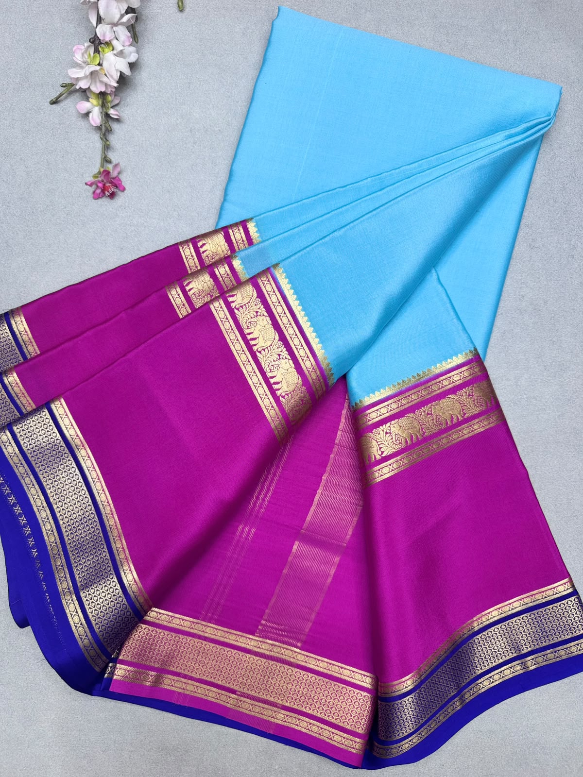 3D Pure Mysore Crepe Silk Saree 110