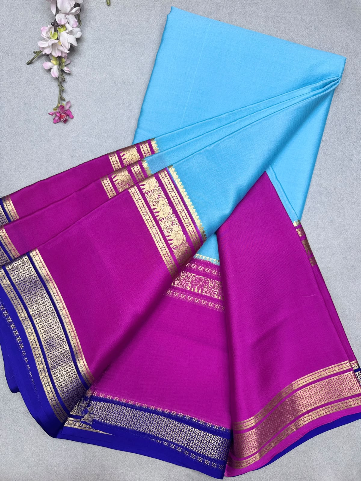 3D Pure Mysore Crepe Silk Saree 110