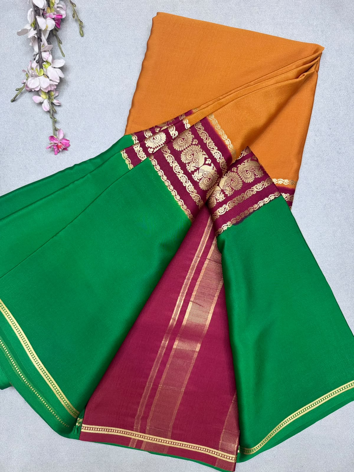 3D Pure Mysore Crepe Silk Saree 110