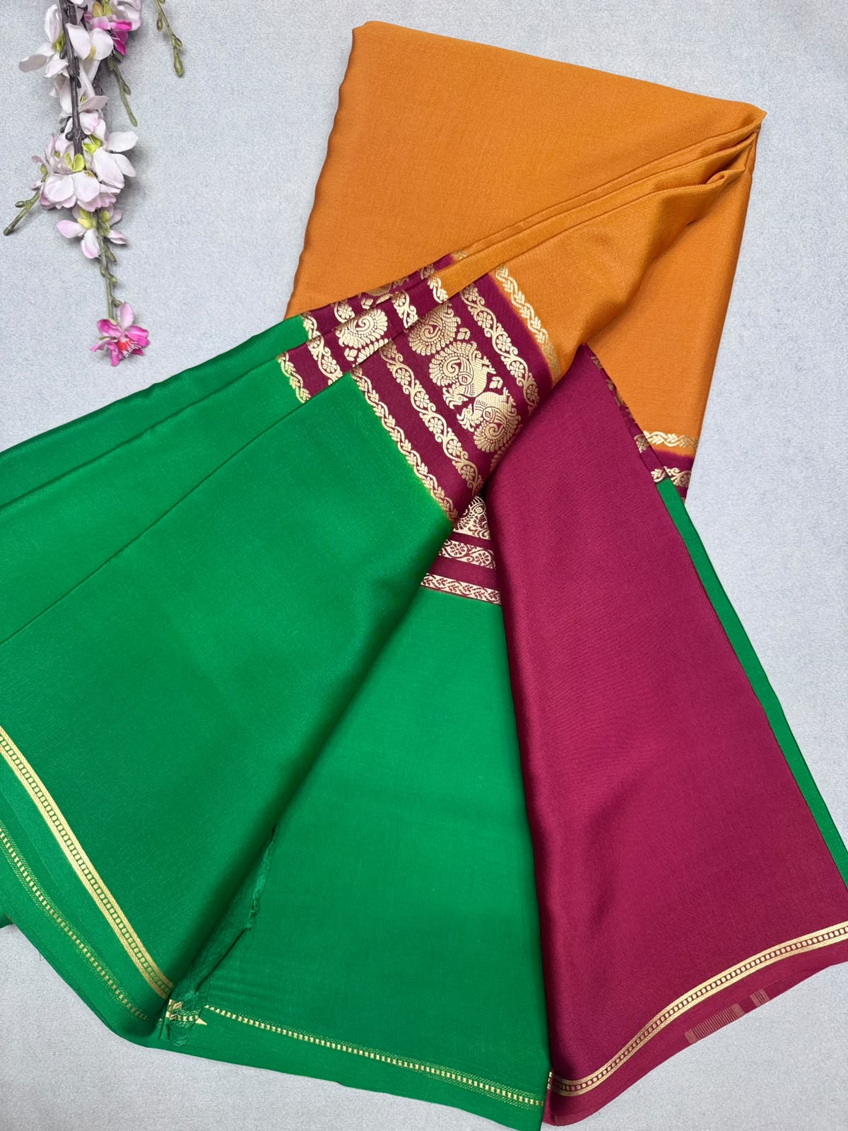 3D Pure Mysore Crepe Silk Saree 110