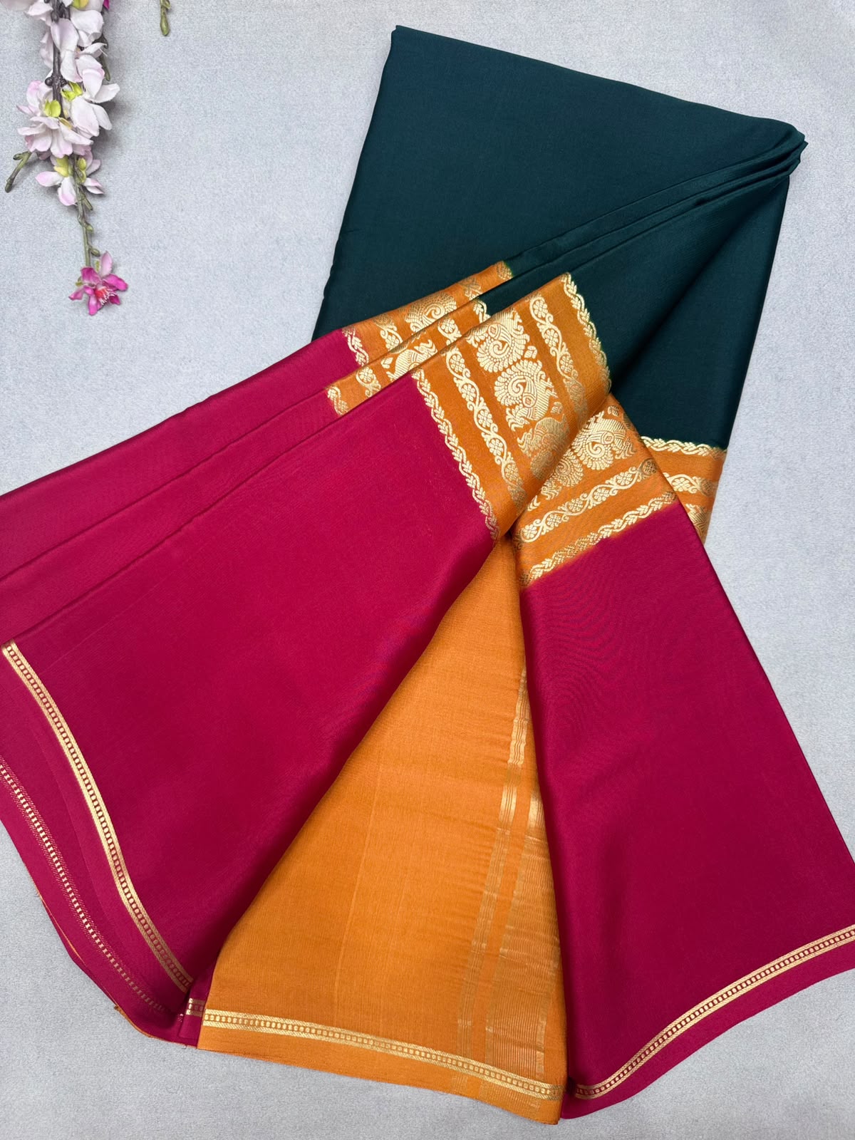3D Pure Mysore Crepe Silk Saree 110
