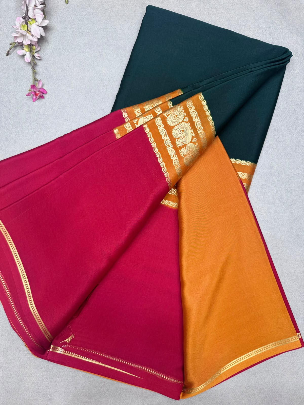 3D Pure Mysore Crepe Silk Saree 110