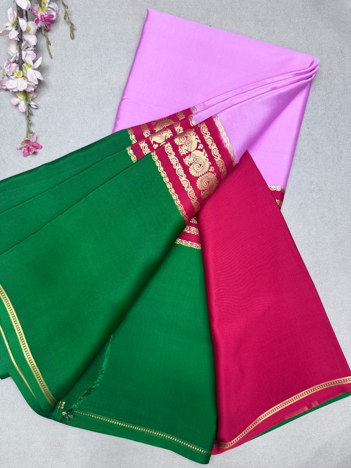 3D Pure Mysore Crepe Silk Saree 110
