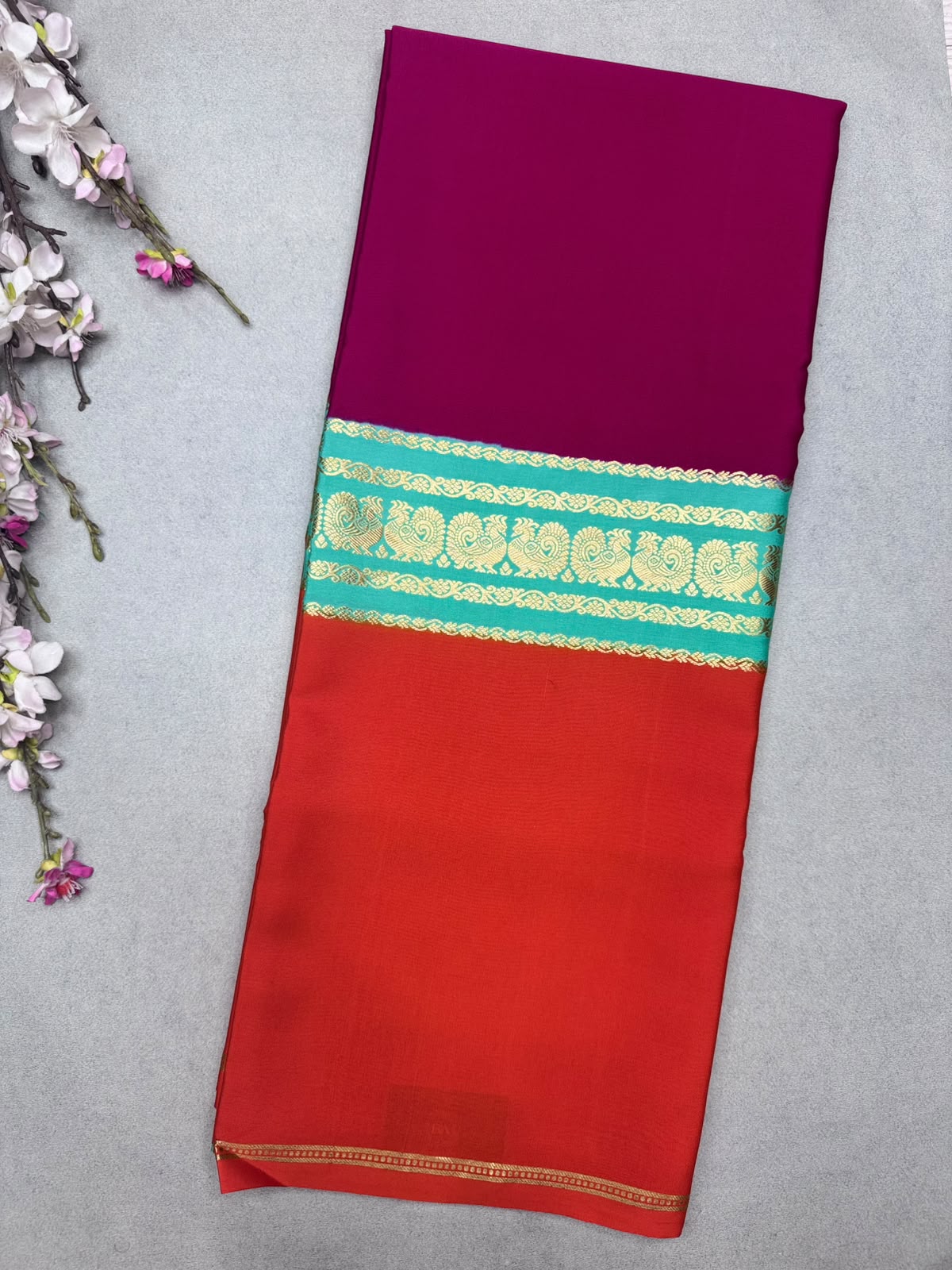 3D Pure Mysore Crepe Silk Saree 110