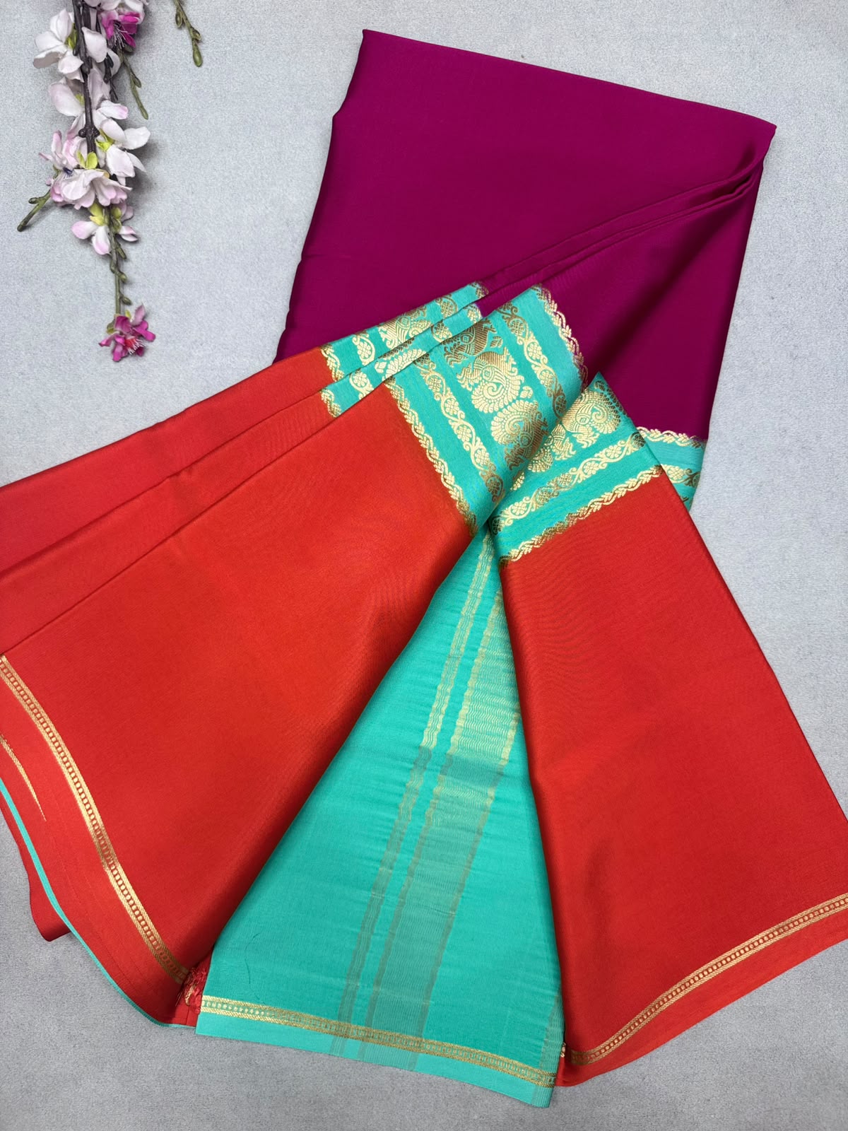3D Pure Mysore Crepe Silk Saree 110