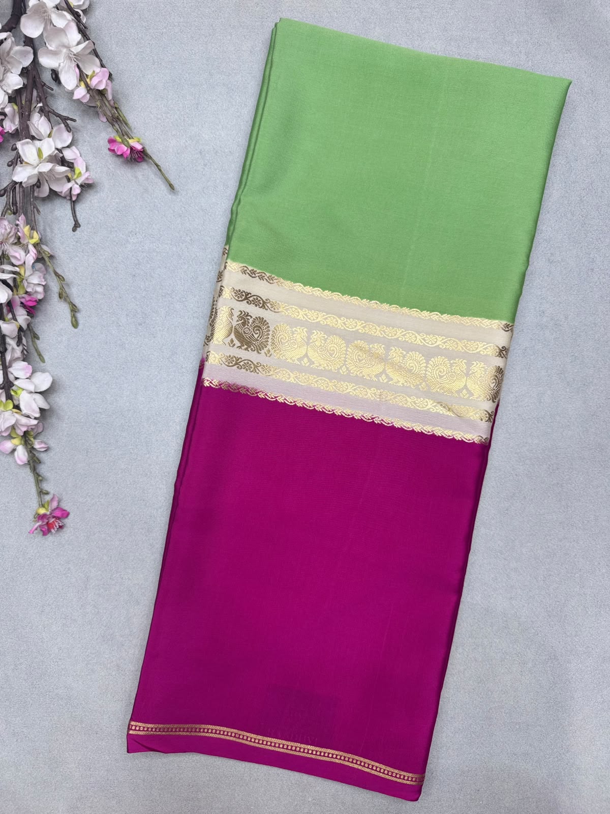 3D Pure Mysore Crepe Silk Saree 110