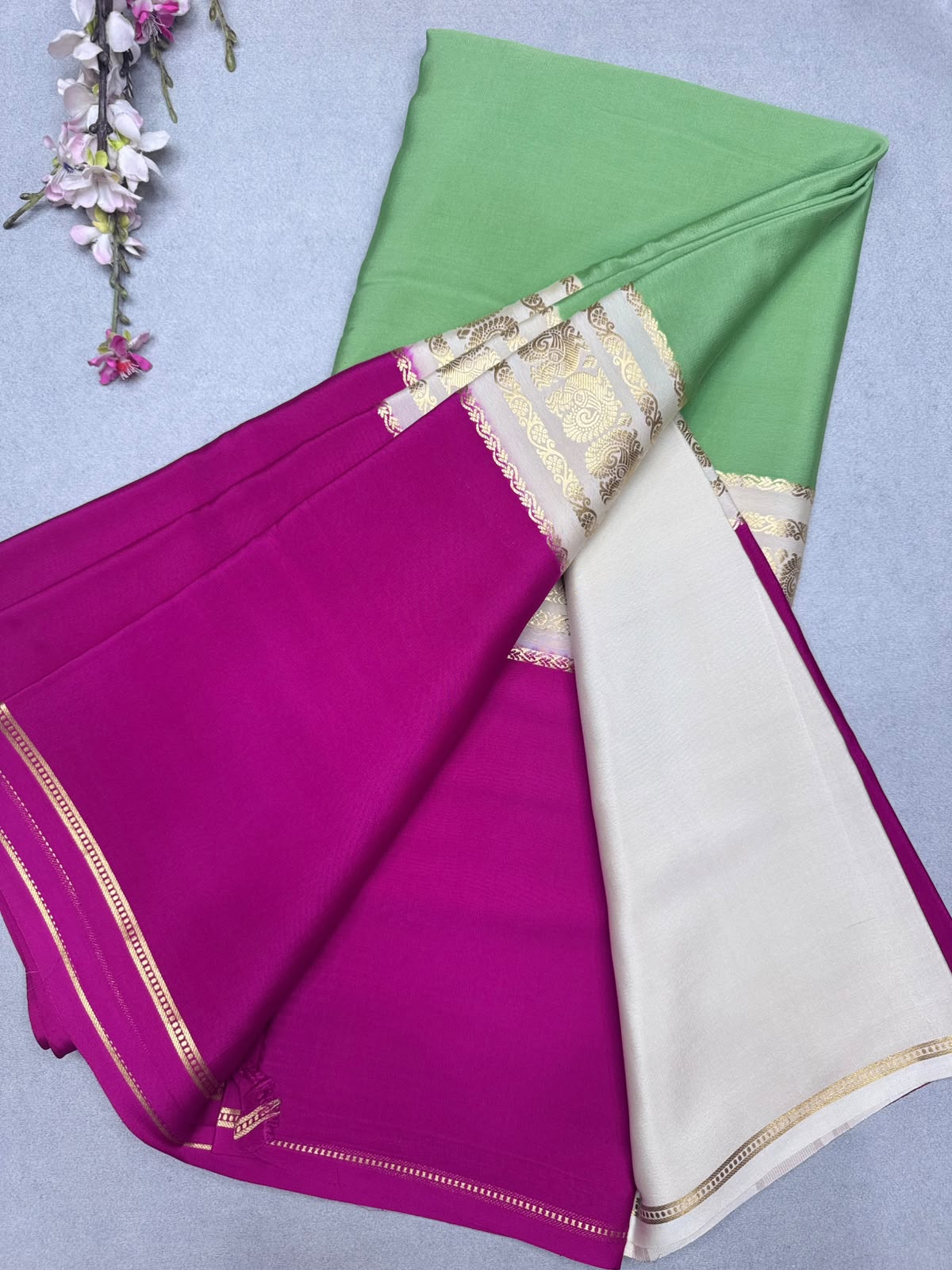 3D Pure Mysore Crepe Silk Saree 110