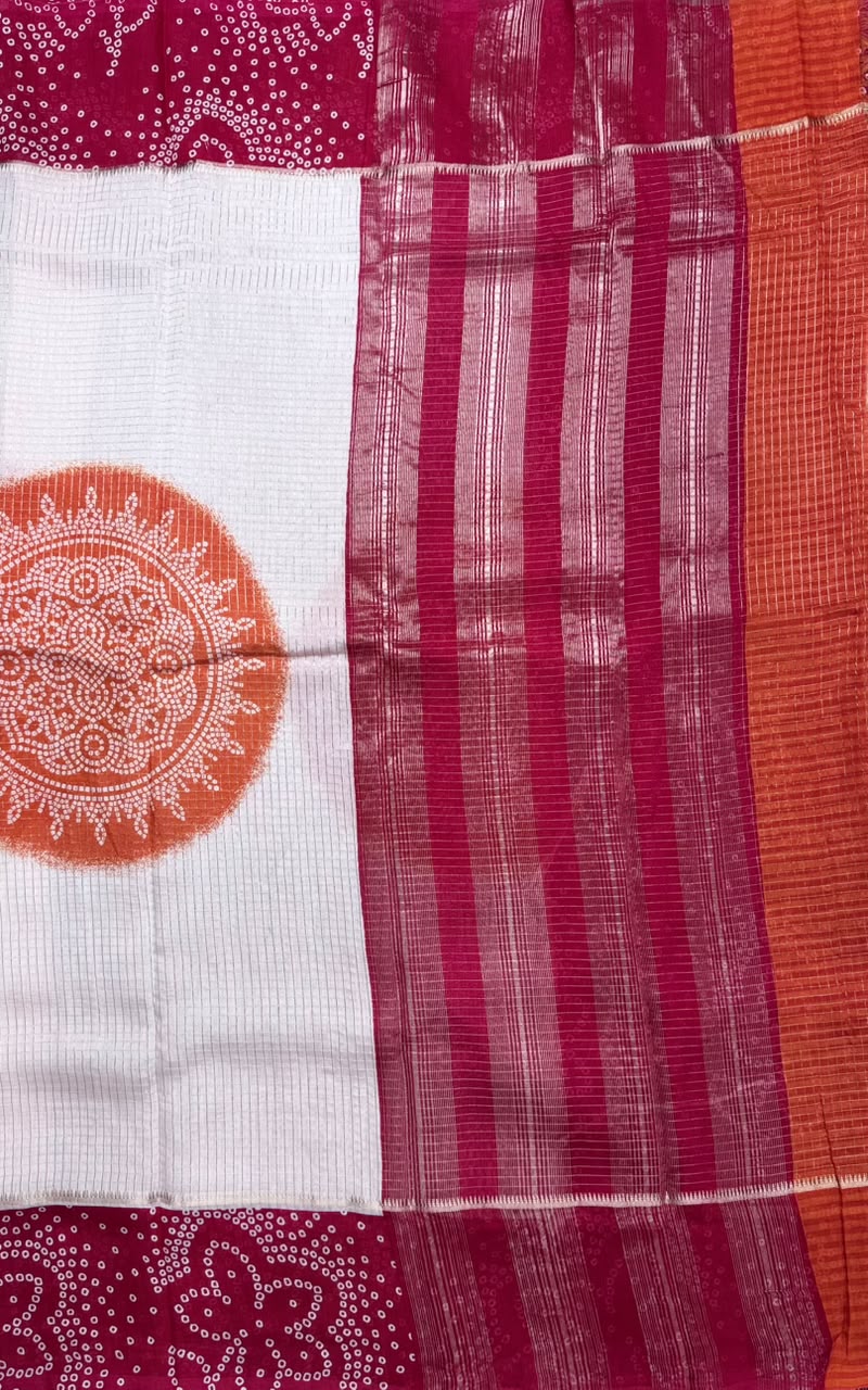 Red Checks Soft Tussar Crepe Saree 110