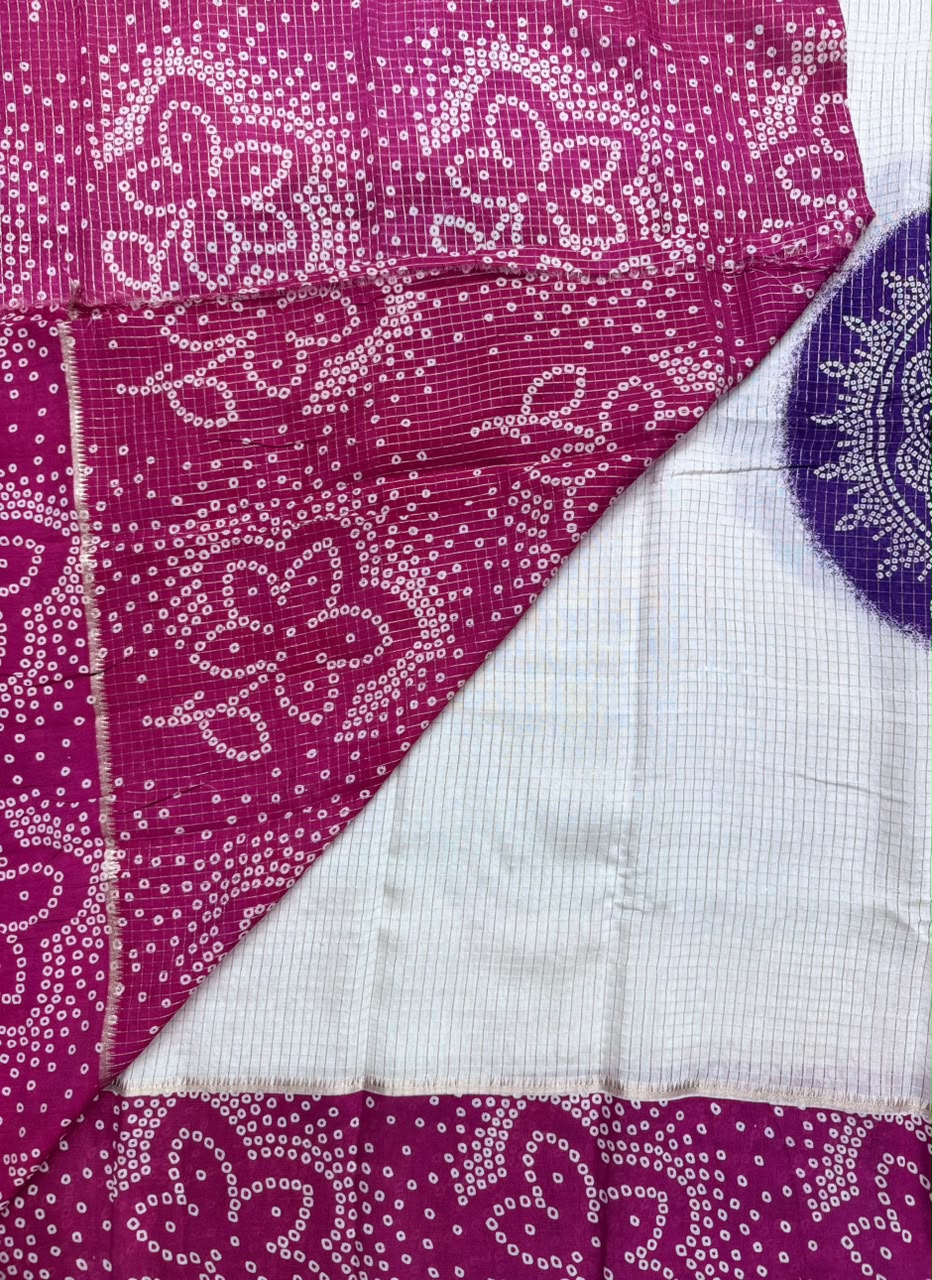 Magenta Checks Soft Tussar Crepe Saree 110