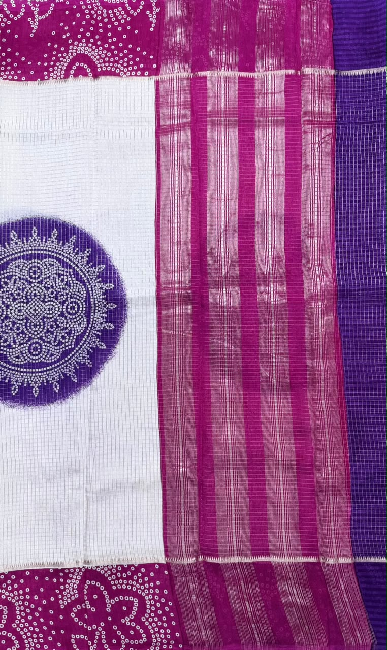 Magenta Checks Soft Tussar Crepe Saree 110