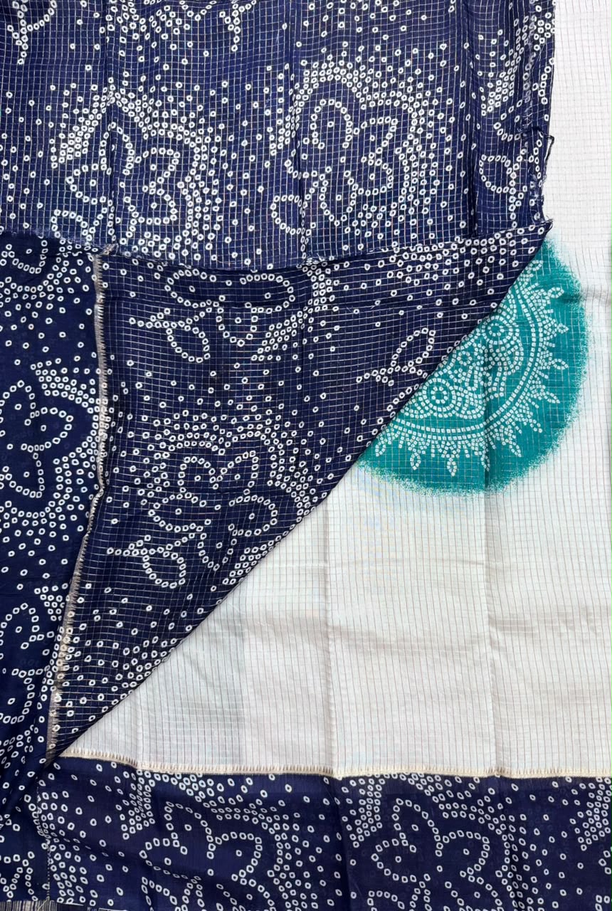 Navy Blue Checks Soft Tussar Crepe Saree 110