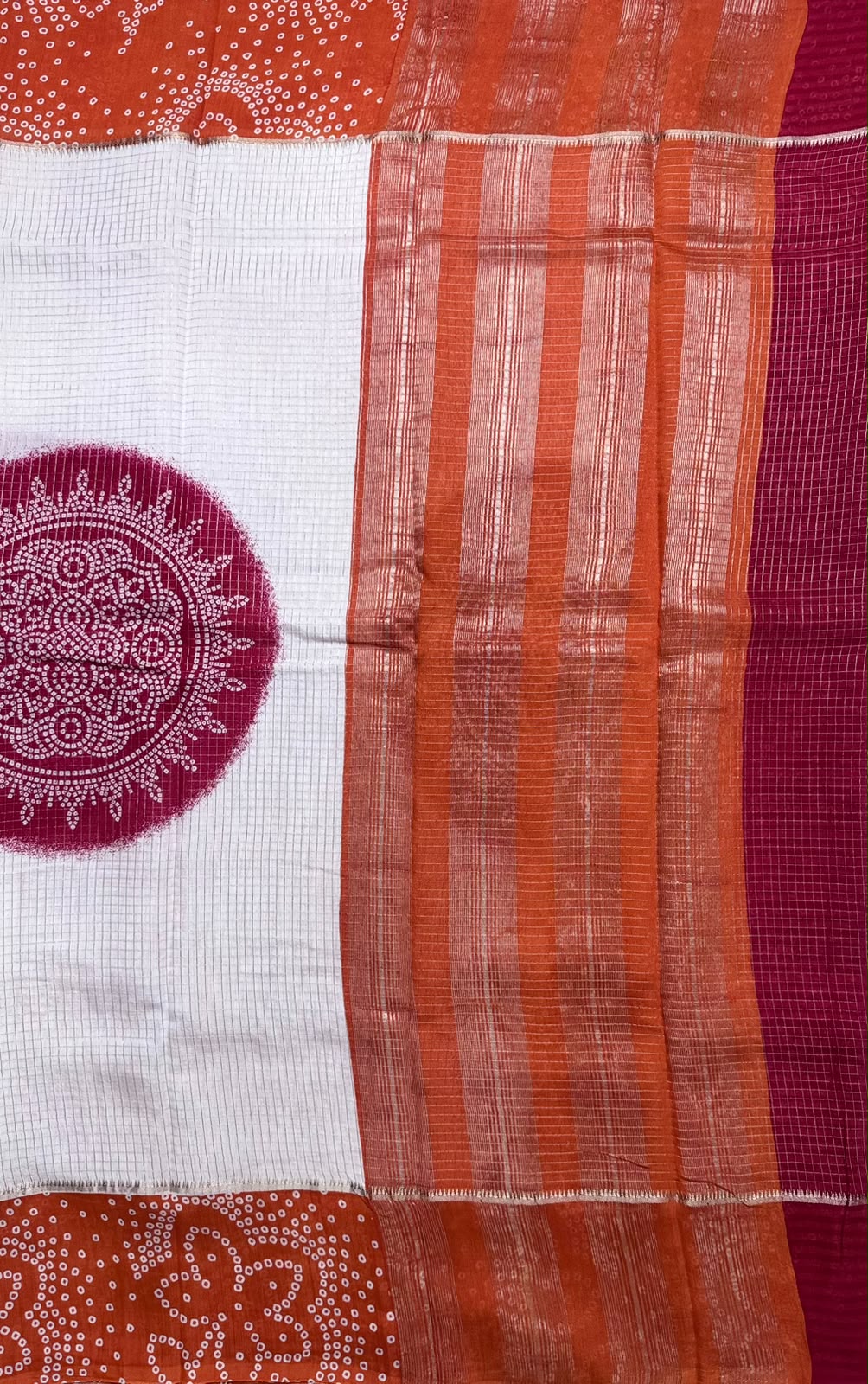 Orange Checks Soft Tussar Crepe Saree 110