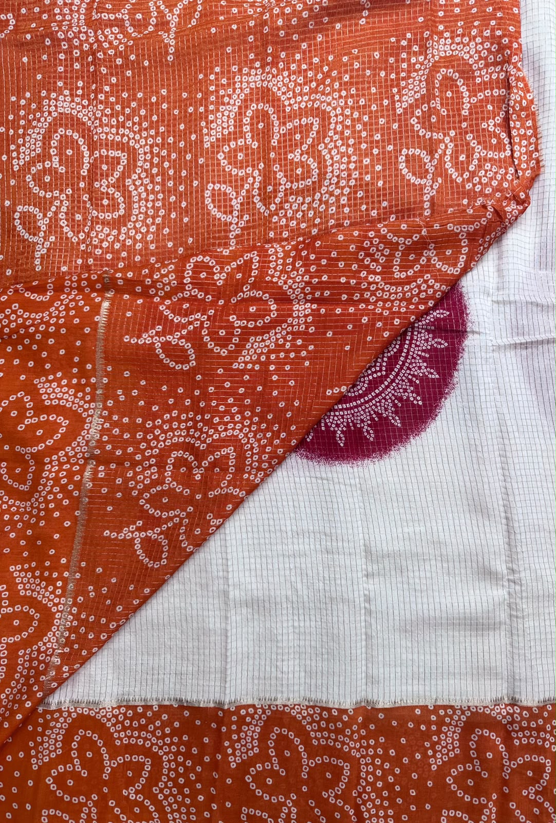 Orange Checks Soft Tussar Crepe Saree 110