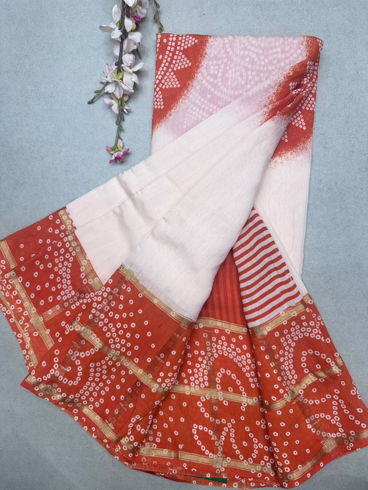 Orange Soft Tussar Crepe Saree 110