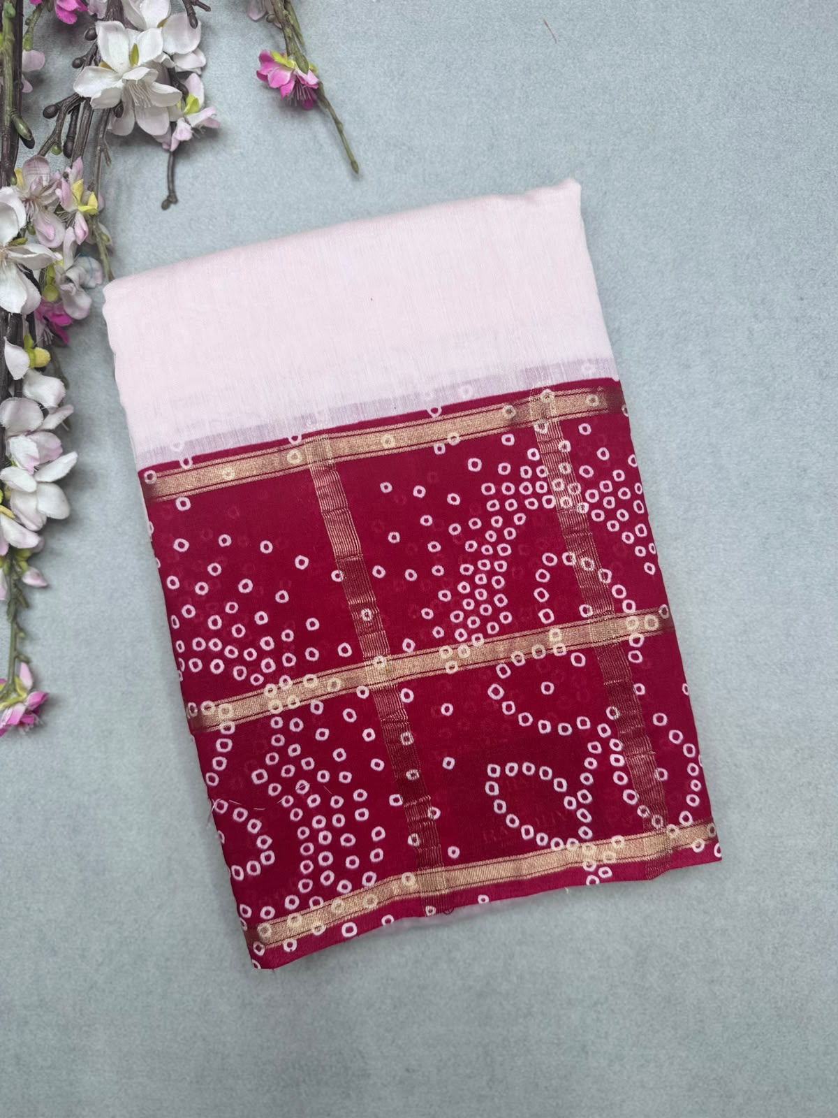 Red Soft Tussar Crepe Saree 110