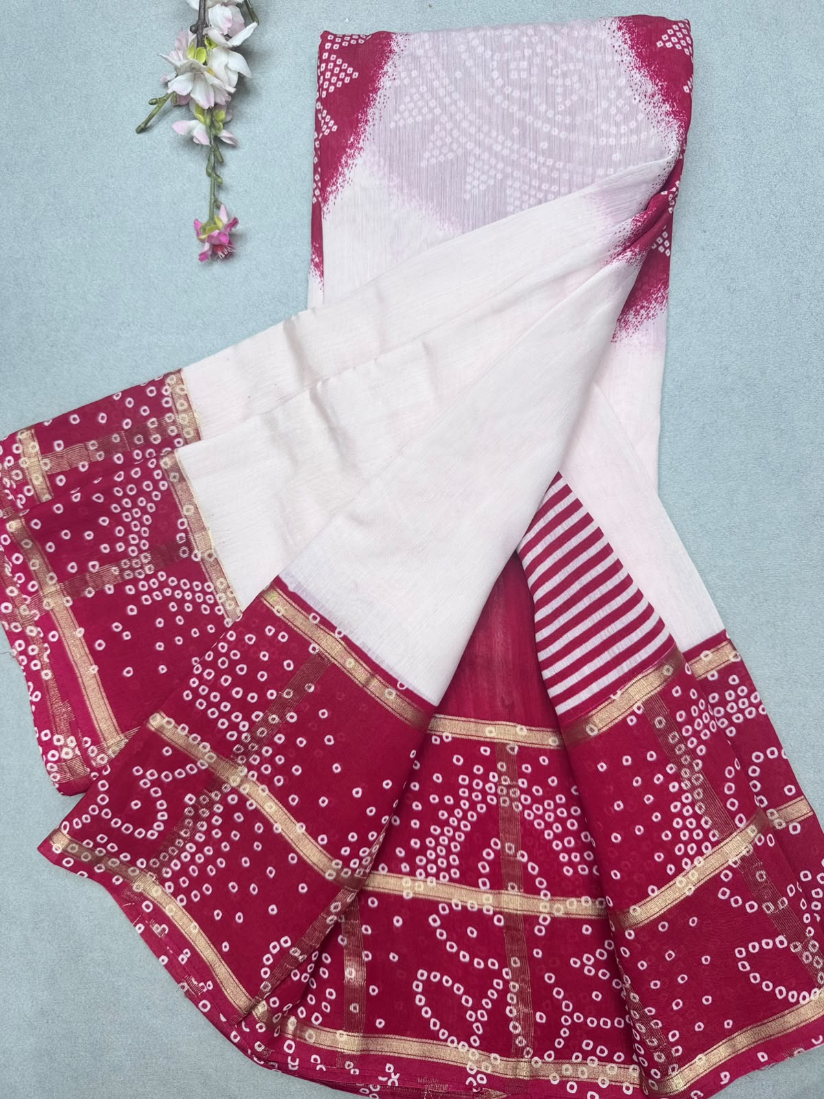 Red Soft Tussar Crepe Saree 110