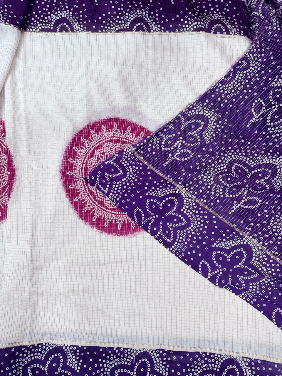 Purple Checks Soft Tussar Crepe Saree 110