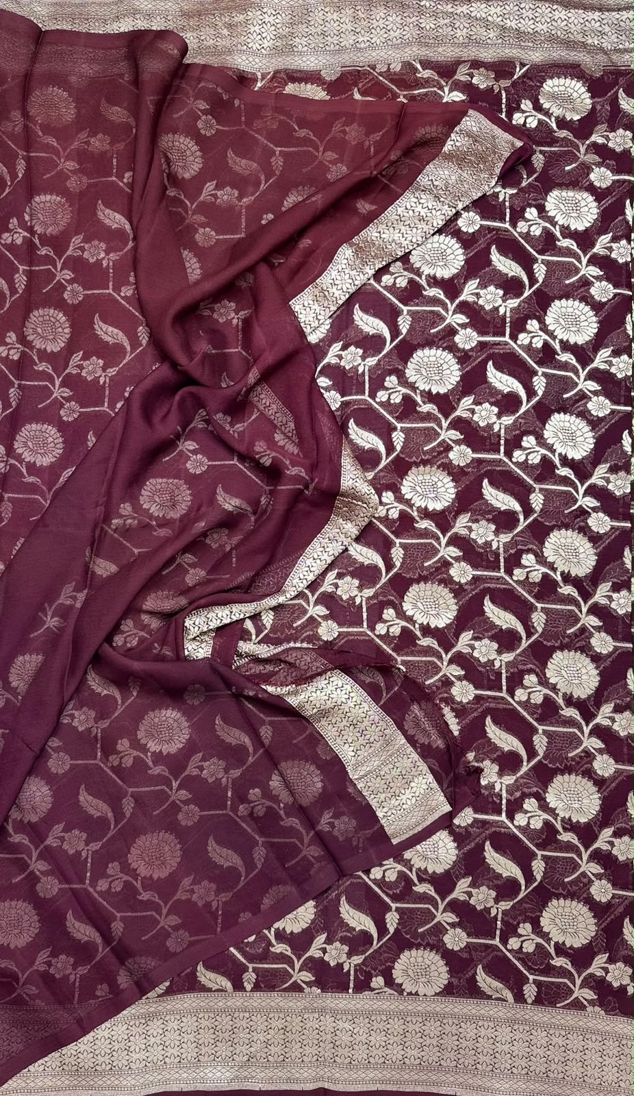 Brown Benarasi Pure Georgette Saree 111