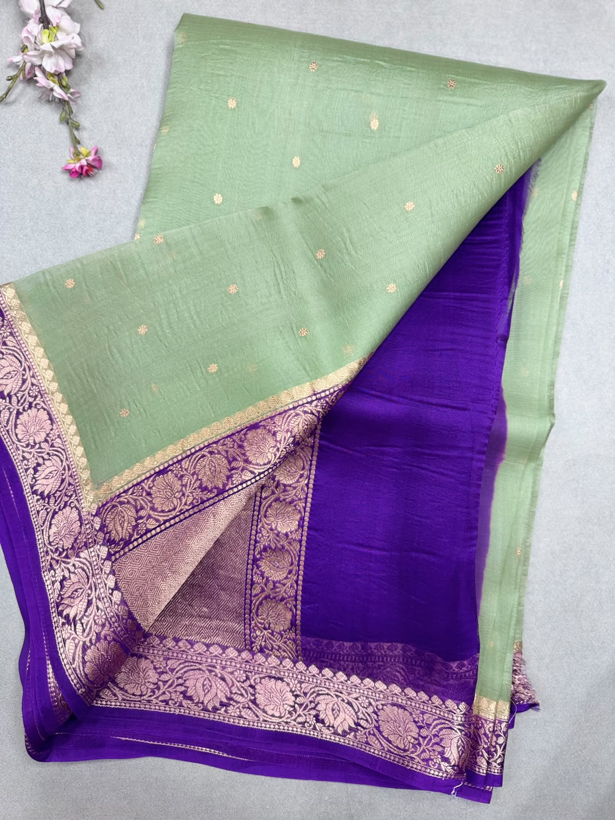 Green Pure Kora Organza Saree 111