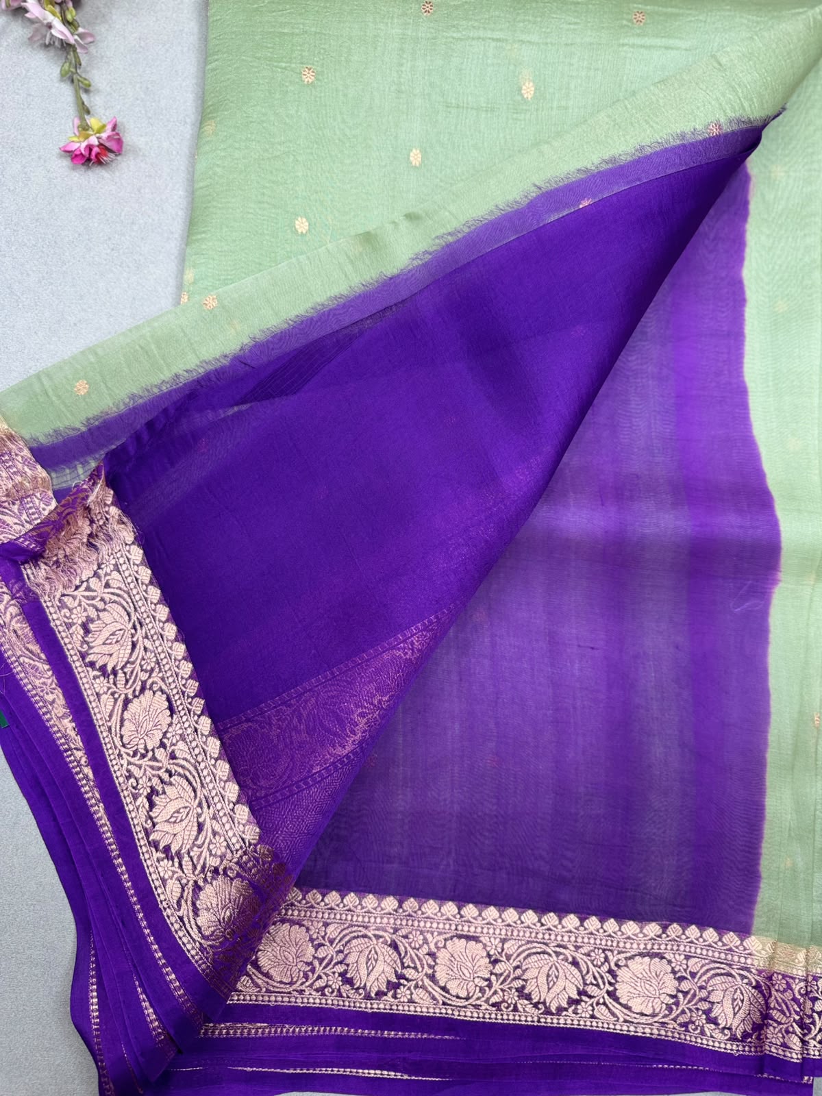 Green Pure Kora Organza Saree 111