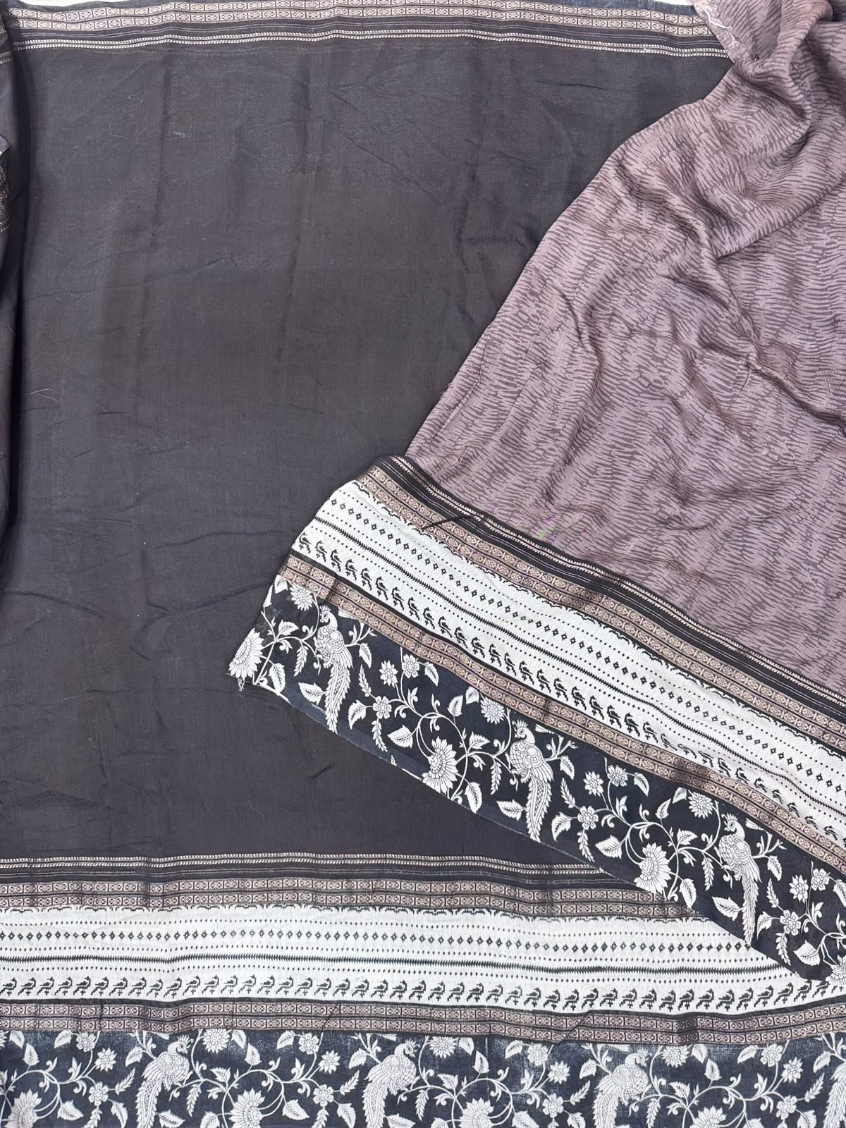 Black Soft Tussar Crepe Saree 111