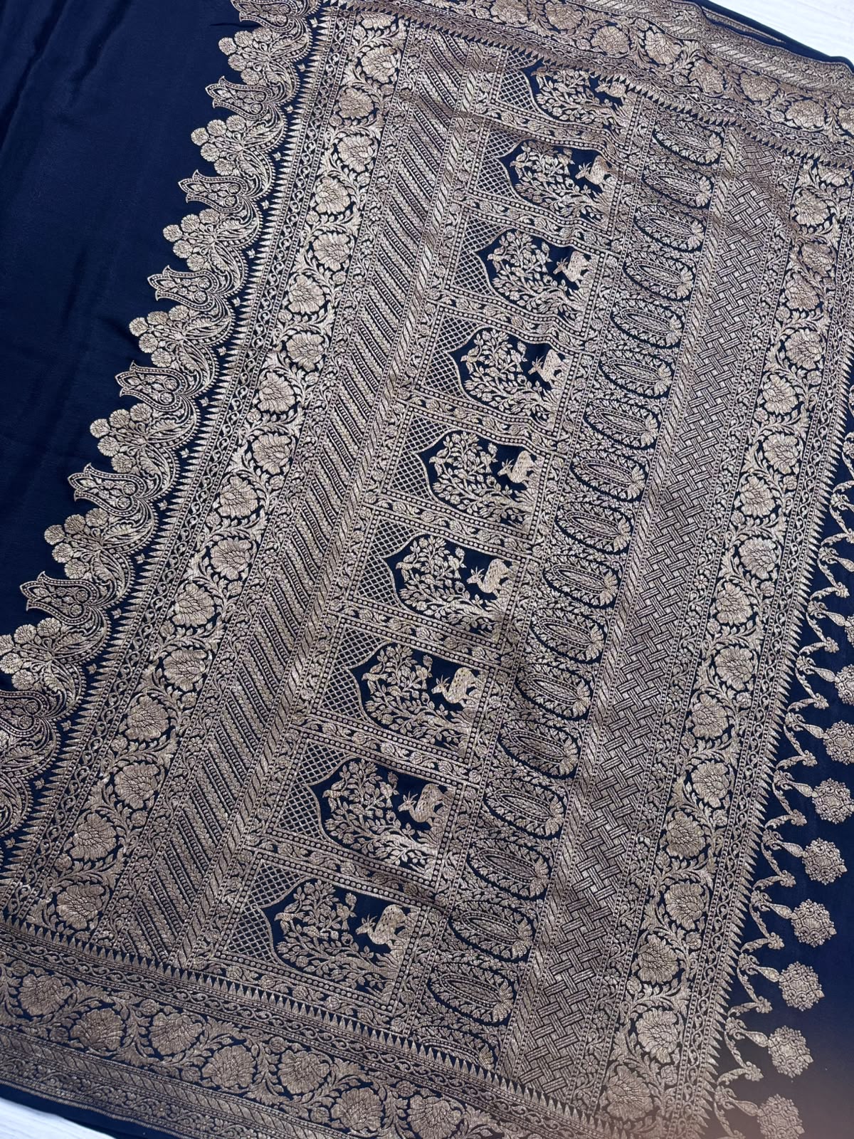 Black Pure Benarasi Crepe Saree 111