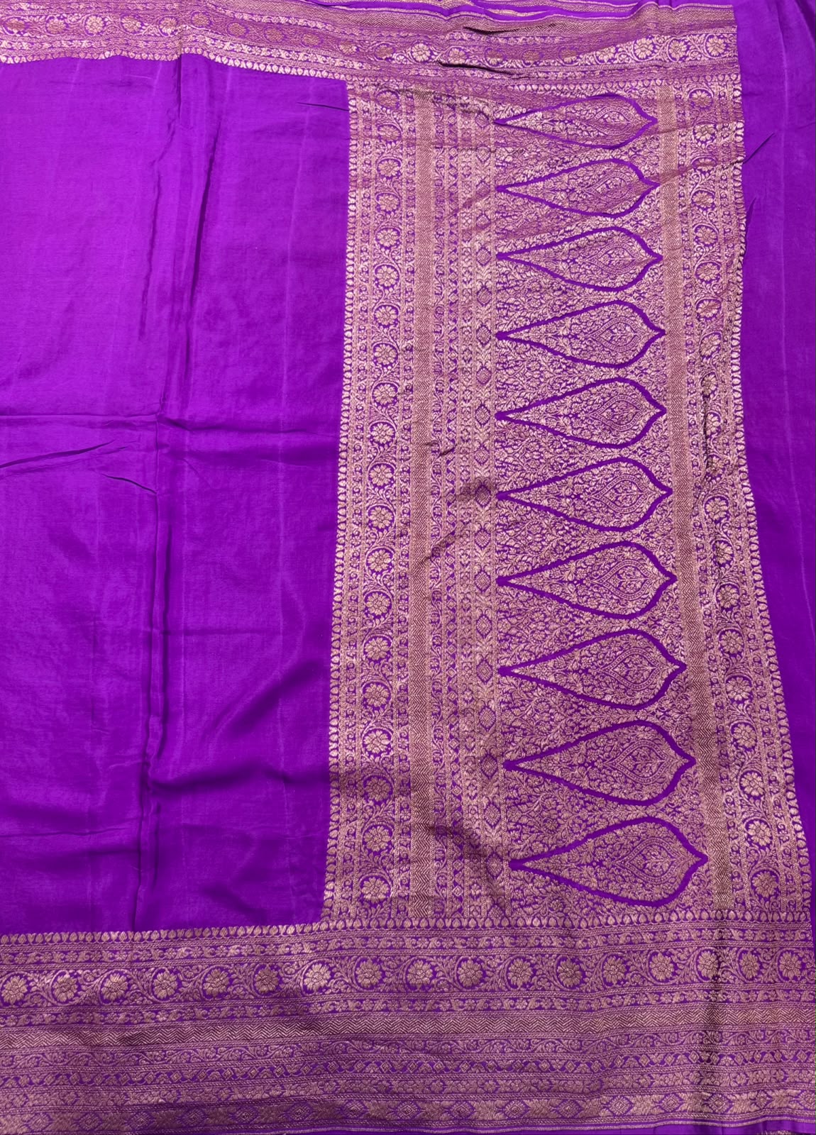 Dark Lavender Pure Benarasi Crepe Saree 111