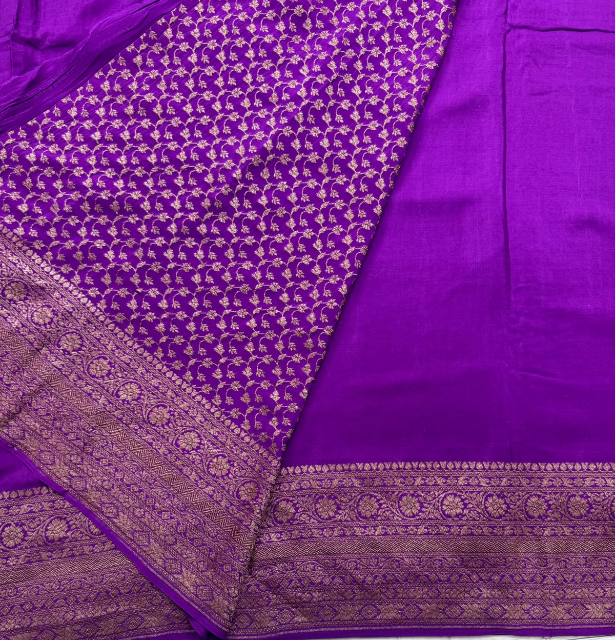 Dark Lavender Pure Benarasi Crepe Saree 111