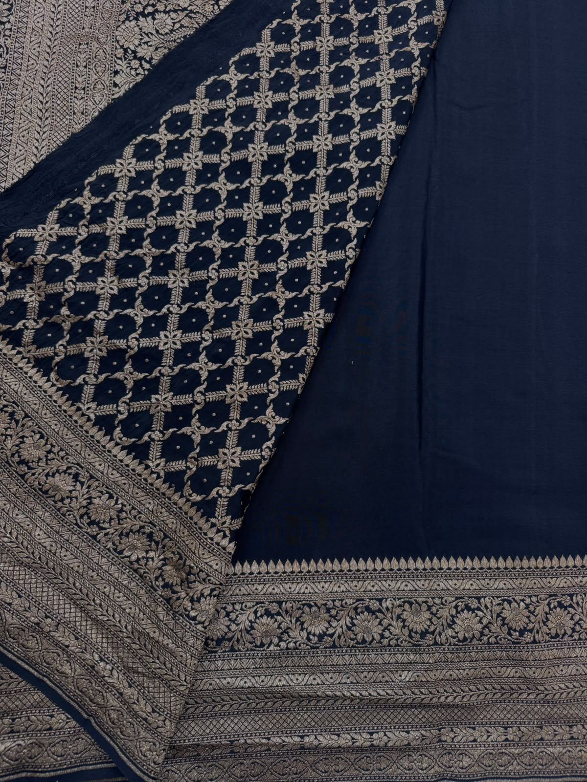 Black Pure Benarasi Crepe Saree 111