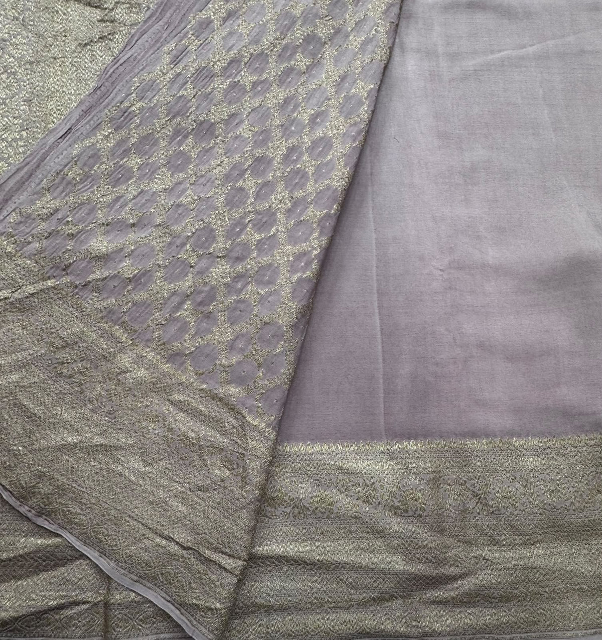Peach Pure Benarasi Crepe Saree 111