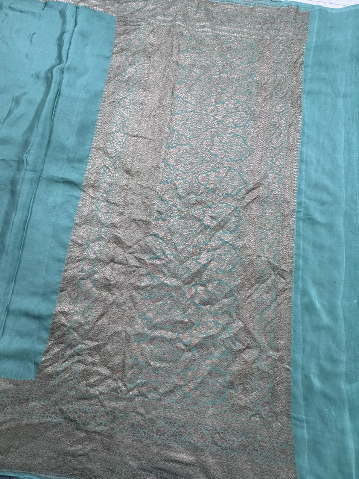Pista Green Pure Benarasi Crepe Saree 111