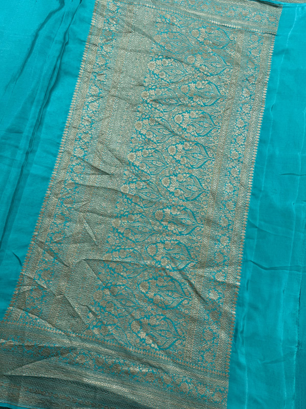 Sea Green Pure Benarasi Crepe Saree 111