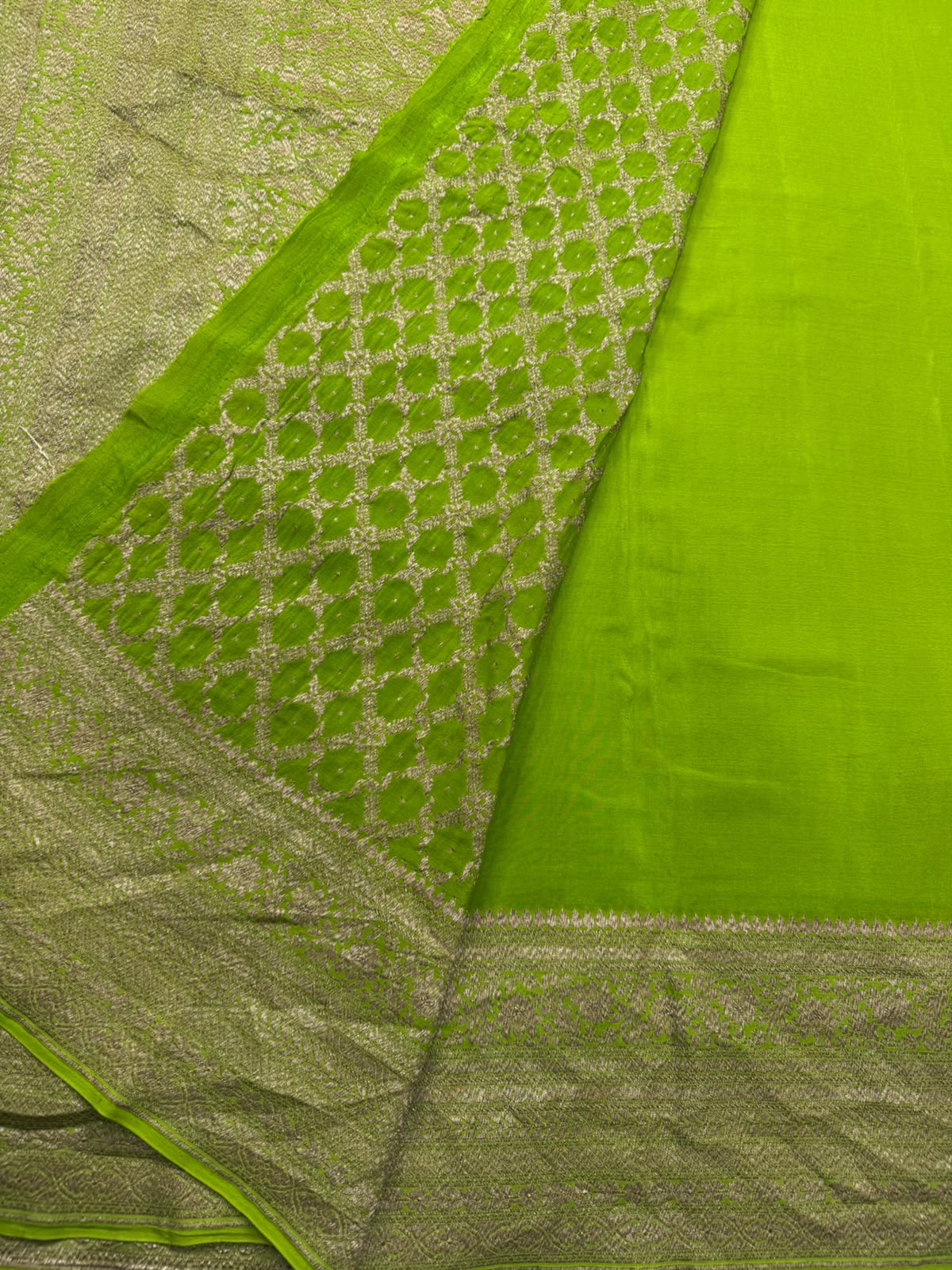 Green Pure Benarasi Crepe Saree 111