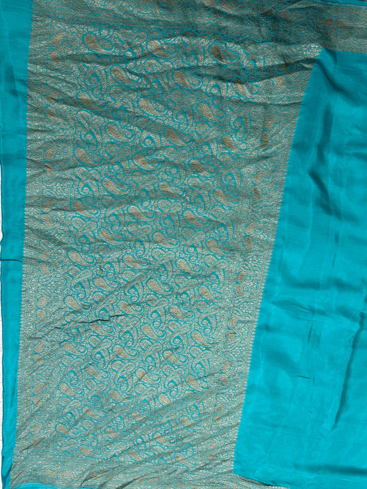 Sea Green Pure Benarasi Crepe Saree 111