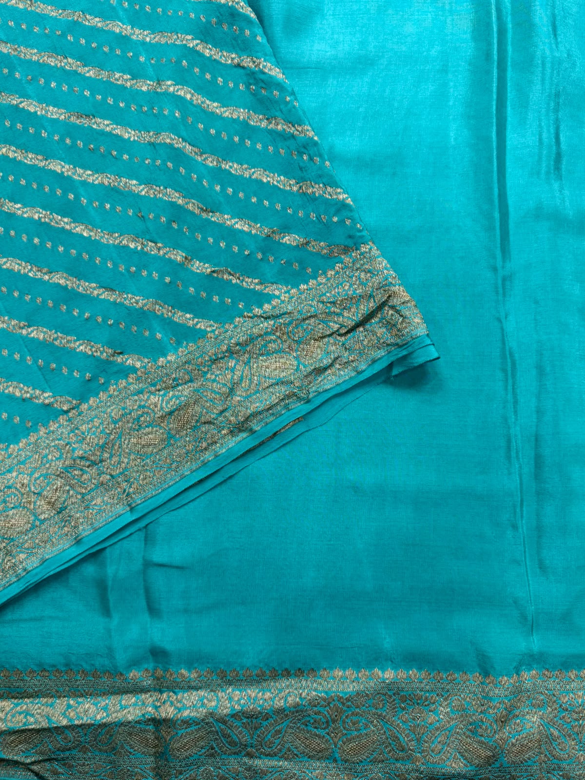 Sea Green Pure Benarasi Crepe Saree 111